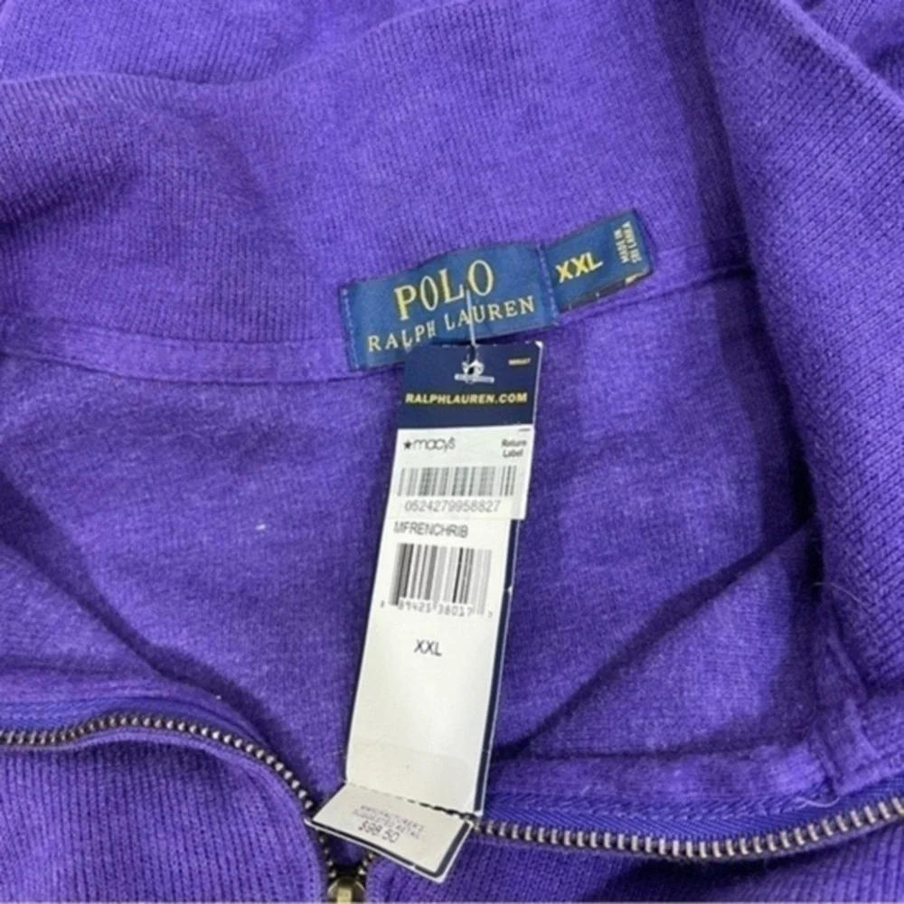 NWT POLO Ralph Lauren Purple 100% Cotton Green Pony Pullover Sweater Mens XXL - Picture 6 of 11